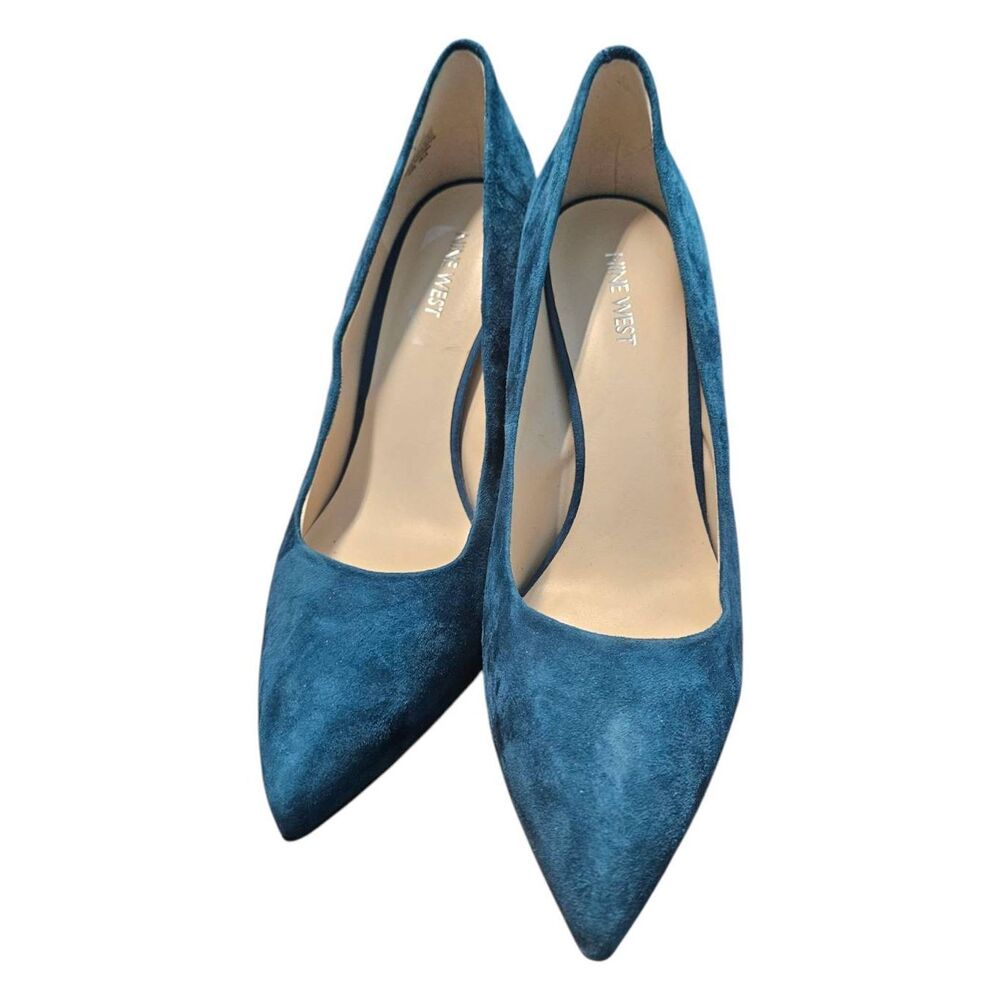 Nine West Teal Blue Suede Leather Heels Womens size 10.5 - Picture 5 of 9